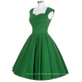 Belle Poque Stock Sleeveless solide grüne Farbe Baumwolle 50er Vintage Party Retro Kleid BP000069-4